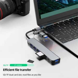 8 in 1 Ports USB A Type C Hub Concentrator Docking Station 3 0 Multi Adapter SD TF Card Reader Audio Multi-hub Dock Splitter