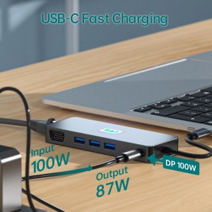 11 in 1 Laptop Expansion Base Dual Display USB C Hub 100W PD 4K@60HzHDMI USB C docking station, USB hub for laptops and tablets