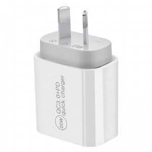 20W AU Plug QC3.0 PD Dual Port Fast Charging Wall Charger