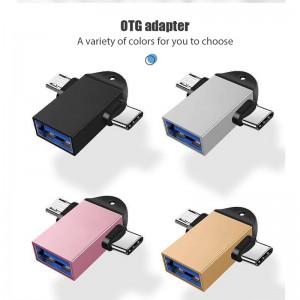 2 in 1 OTG Adapter USB 3.0 Female To Micro USB Male and type c Male Connector Aluminum Alloy on The Go Converter xiaomi samsung