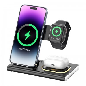 3 in 1 Fast Wireless Charger With Phone Foldable Wireless Charger 15W Fast Charging