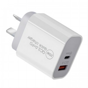 20W AU Plug QC3.0 PD Dual Port Fast Charging Wall Charger