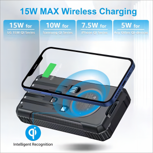 High Quality Power Bank High Capacity Wireless Portable Built In Cable Solar Power Bank 24000mAh