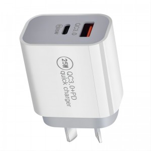 20W AU Plug QC3.0 PD Dual Port Fast Charging Wall Charger