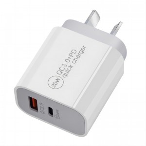 20W AU Plug QC3.0 PD Dual Port Fast Charging Wall Charger