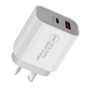 20W AU Plug QC3.0 PD Dual Port Fast Charging Wall Charger